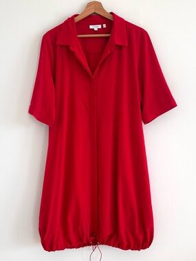 Chico’s Zynergy UPF Bungee Red Beach Travel Shirtdress  size 2